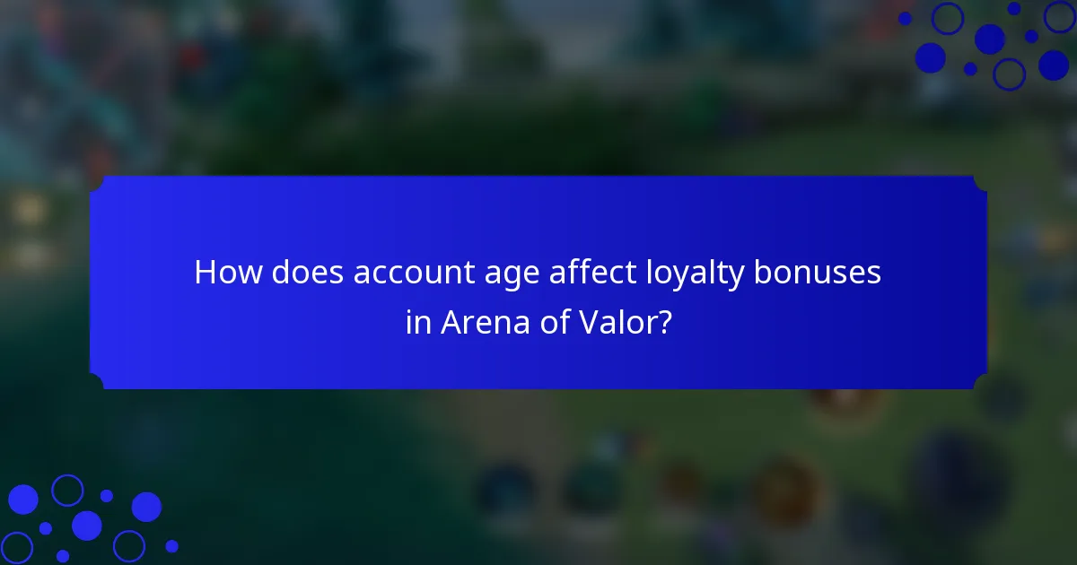 How does account age affect loyalty bonuses in Arena of Valor?