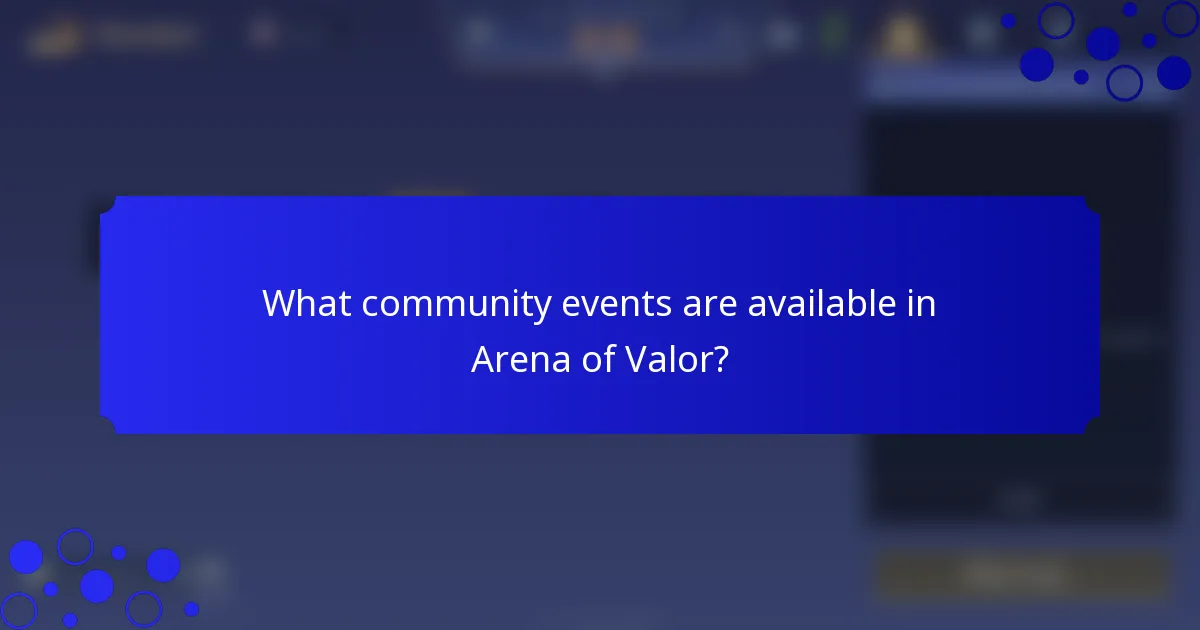 What community events are available in Arena of Valor?